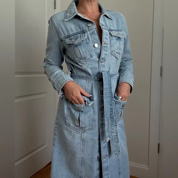 Zara Light Blue Denim Midi Dress - Picture 8 of 11